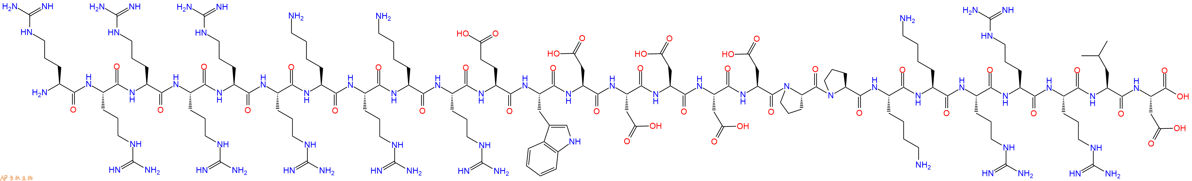 专肽生物产品H2N-Arg-Arg-Arg-Arg-Arg-Arg-Lys-Arg-Lys-Arg-Glu-Trp-Asp-Asp-Asp-Asp-Asp-Pro-Pro-Lys-Lys-Arg-Arg-Arg-Leu-Asp-OH