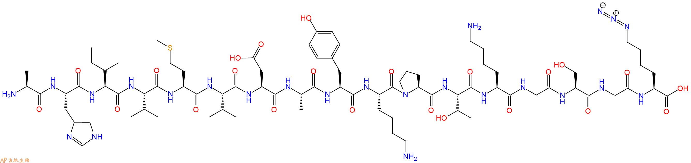 专肽生物产品H2N-Ala-His-Ile-Val-Met-Val-Asp-Ala-Tyr-Lys-Pro-Thr-Lys-Gly-Ser-Gly-Lys(N3)-OH
