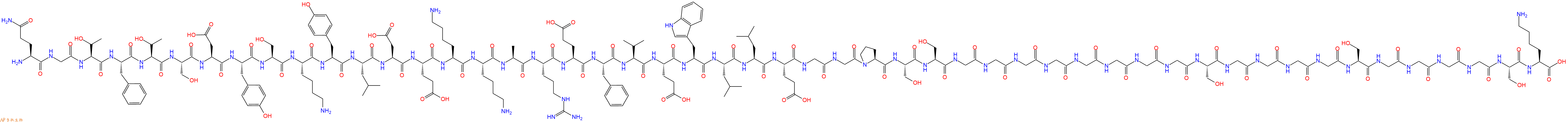 专肽生物产品H2N-Gln-Gly-Thr-Phe-Thr-Ser-Asp-Tyr-Ser-Lys-Tyr-Leu-Asp-Glu-Lys-Lys-Ala-Arg-Glu-Phe-Val-Glu-Trp-Leu-Leu-Glu-Gly-Gly-Pro-Ser-Ser-Gly-Gly-Gly-Gly-Gly-Gly-Gly-Gly-Ser-Gly-Gly-Gly-Gly-Ser-Gly-Gly-Gly-Gly-Ser-Lys-OH
