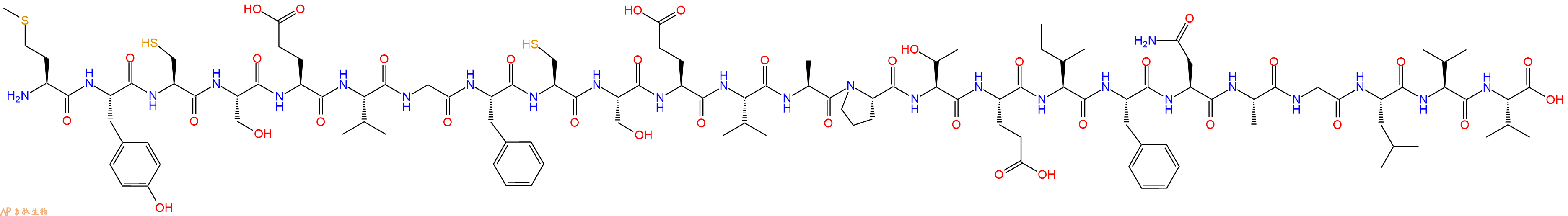 专肽生物产品H2N-Met-Tyr-Cys-Ser-Glu-Val-Gly-Phe-Cys-Ser-Glu-Val-Ala-Pro-Thr-Glu-Ile-Phe-Asn-Ala-Gly-Leu-Val-Val-OH
