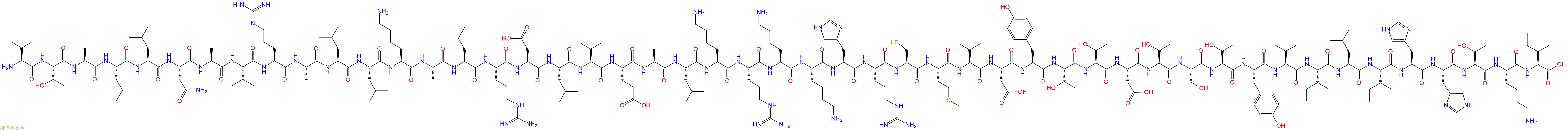 专肽生物产品H2N-Val-Thr-Ala-Leu-Leu-Asn-Ala-Val-Arg-Ala-Leu-Leu-Lys-Ala-Leu-Arg-Asp-Leu-Ile-Glu-Ala-Leu-Lys-Arg-Lys-Lys-His-Arg-Cys-Met-Ile-Asp-Tyr-Thr-Thr-Asp-Thr-Ser-Thr-Tyr-Val-Ile-Leu-Ile-His-His-Thr-Lys-Ile-OH