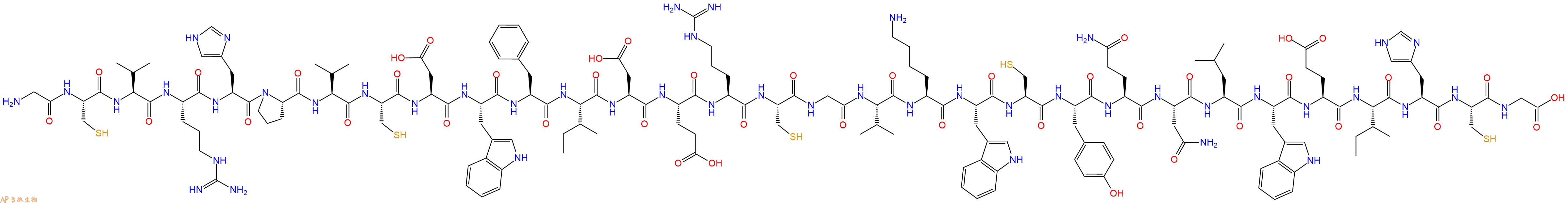 专肽生物产品H2N-Gly-Cys-Val-Arg-His-Pro-Val-Cys-Asp-Trp-Phe-Ile-Asp-Glu-Arg-Cys-Gly-Val-Lys-Trp-Cys-Tyr-Gln-Asn-Leu-Trp-Glu-Ile-His-Cys-Gly-OH