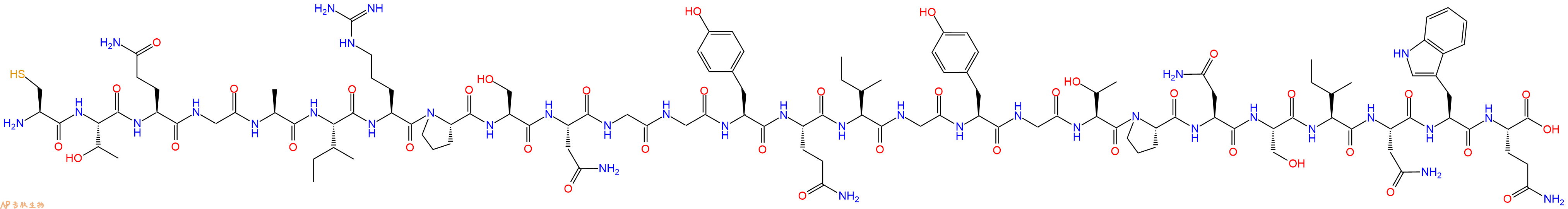 专肽生物产品H2N-Cys-Thr-Gln-Gly-Ala-Ile-Arg-Pro-Ser-Asn-Gly-Gly-Tyr-Gln-Ile-Gly-Tyr-Gly-Thr-Pro-Asn-Ser-Ile-Asn-Trp-Gln-OH