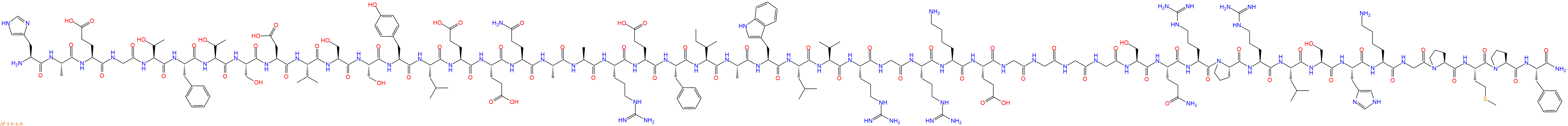 专肽生物产品H2N-His-Ala-Glu-Gly-Thr-Phe-Thr-Ser-Asp-Val-Ser-Ser-Tyr-Leu-Glu-Glu-Gln-Ala-Ala-Arg-Glu-Phe-Ile-Ala-Trp-Leu-Val-Arg-Gly-Arg-Lys-Glu-Gly-Gly-Gly-Gly-Ser-Gln-Arg-Pro-Arg-Leu-Ser-His-Lys-Gly-Pro-Met-Pro-Phe-NH2