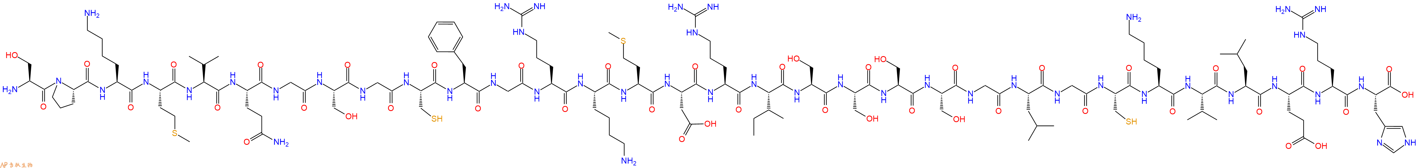 专肽生物产品H2N-Ser-Pro-Lys-Met-Val-Gln-Gly-Ser-Gly-Cys-Phe-Gly-Arg-Lys-Met-Asp-Arg-Ile-Ser-Ser-Ser-Ser-Gly-Leu-Gly-Cys-Lys-Val-Leu-Glu-Arg-His-OH