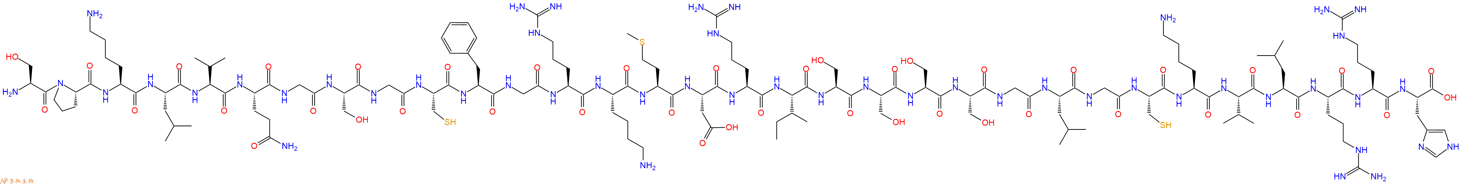 专肽生物产品H2N-Ser-Pro-Lys-Leu-Val-Gln-Gly-Ser-Gly-Cys-Phe-Gly-Arg-Lys-Met-Asp-Arg-Ile-Ser-Ser-Ser-Ser-Gly-Leu-Gly-Cys-Lys-Val-Leu-Arg-Arg-His-OH