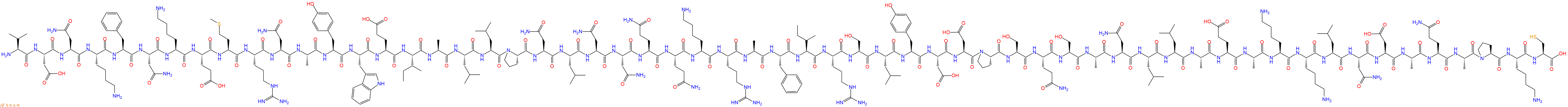 专肽生物产品H2N-Val-Asp-Asn-Lys-Phe-Asn-Lys-Glu-Met-Arg-Asn-Ala-Tyr-Trp-Glu-Ile-Ala-Leu-Leu-Pro-Asn-Leu-Asn-Asn-Gln-Gln-Lys-Arg-Ala-Phe-Ile-Arg-Ser-Leu-Tyr-Asp-Asp-Pro-Ser-Gln-Ser-Ala-Asn-Leu-Leu-Ala-Glu-Ala-Lys-Lys-Leu-Asn-Asp-Ala-Gln-Ala-Pro-Lys-Cys-OH