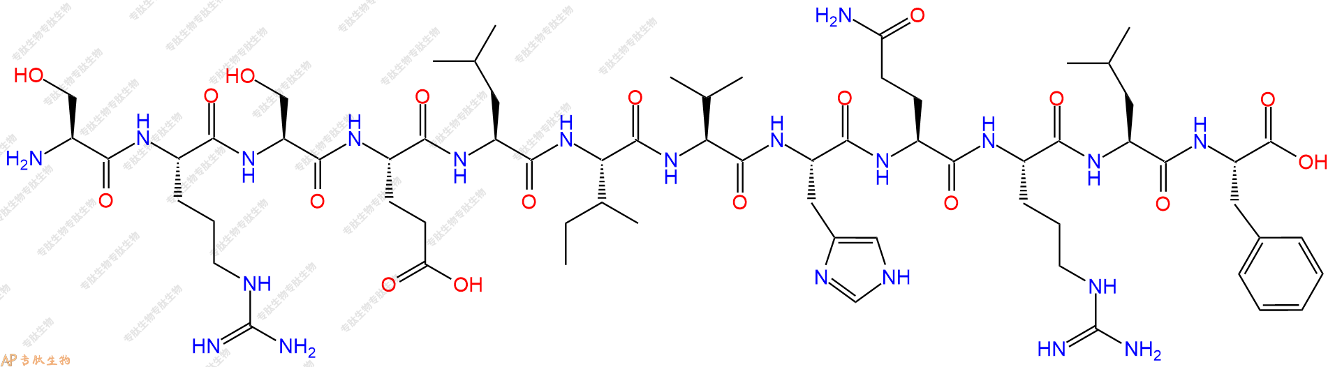 专肽生物产品H2N-Ser-Arg-Ser-Glu-Leu-Ile-Val-His-Gln-Arg-Leu-Phe-OH