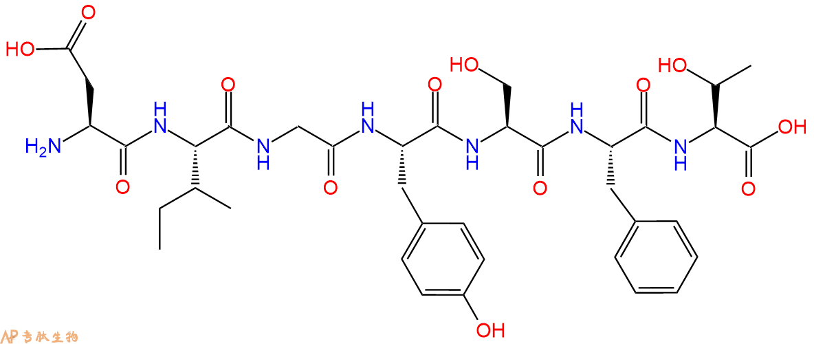 专肽生物产品H2N-Asp-Ile-Gly-Tyr-Ser-Phe-Thr-OH