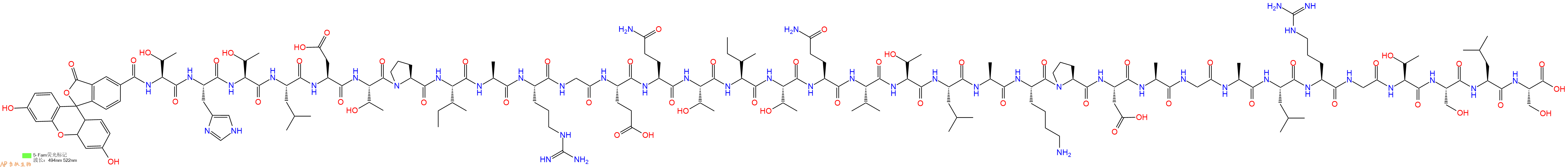 专肽生物产品5FAM-Thr-His-Thr-Leu-Asp-Thr-Pro-Ile-Ala-Arg-Gly-Glu-Gln-Thr-Ile-Thr-Gln-Val-Thr-Leu-Ala-Lys-Pro-Asp-Ala-Gly-Ala-Leu-Arg-Gly-Thr-Ser-Leu-Ser-OH