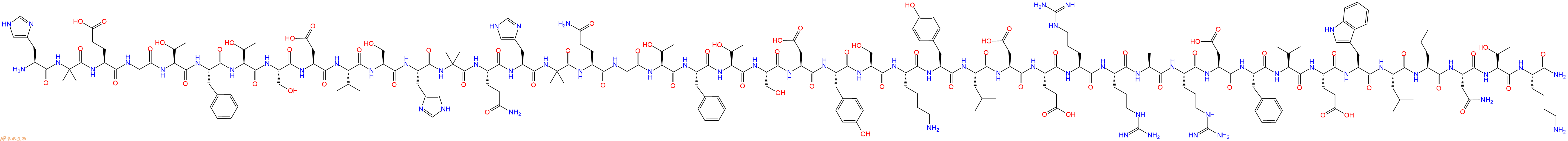 专肽生物产品H2N-His-Aib-Glu-Gly-Thr-Phe-Thr-Ser-Asp-Val-Ser-His-Aib-Gln-His-Aib-Gln-Gly-Thr-Phe-Thr-Ser-Asp-Tyr-Ser-Lys-Tyr-Leu-Asp-Glu-Arg-Arg-Ala-Arg-Asp-Phe-Val-Glu-Trp-Leu-Leu-Asn-Thr-Lys-NH2