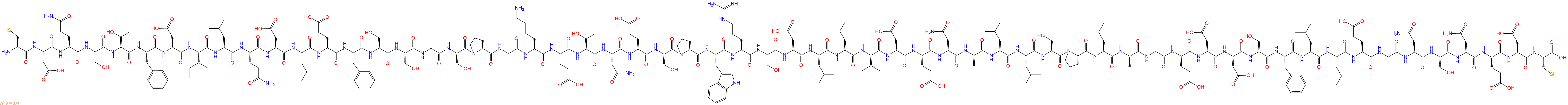 专肽生物产品H2N-Cys-Asp-Gln-Ser-Thr-Phe-Asp-Ile-Leu-Gln-Asp-Leu-Glu-Phe-Ser-Ser-Gly-Ser-Pro-Gly-Lys-Glu-Thr-Asn-Glu-Ser-Pro-Trp-Arg-Ser-Asp-Leu-Leu-Ile-Asp-Glu-Asn-Ala-Leu-Leu-Ser-Pro-Leu-Ala-Gly-Glu-Asp-Asp-Ser-Phe-Leu-Leu-Glu-Gly-Asn-Ser-Asn-Glu-Asp-Cys-OH