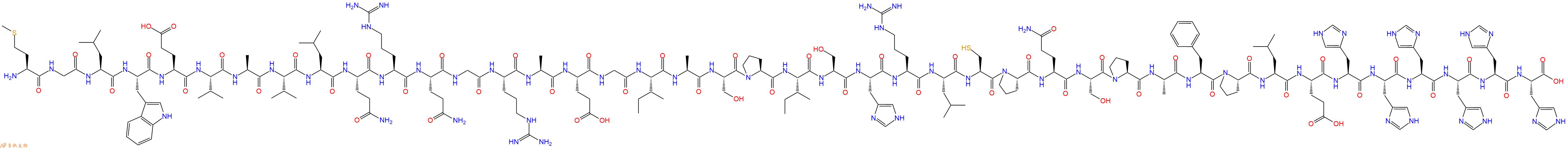 专肽生物产品H2N-Met-Gly-Leu-Trp-Glu-Val-Ala-Val-Leu-Gln-Arg-Gln-Gly-Arg-Ala-Glu-Gly-Ile-Ala-Ser-Pro-Ile-Ser-His-Arg-Leu-Cys-Pro-Gln-Ser-Pro-Ala-Phe-Pro-Leu-Glu-His-His-His-His-His-His-OH