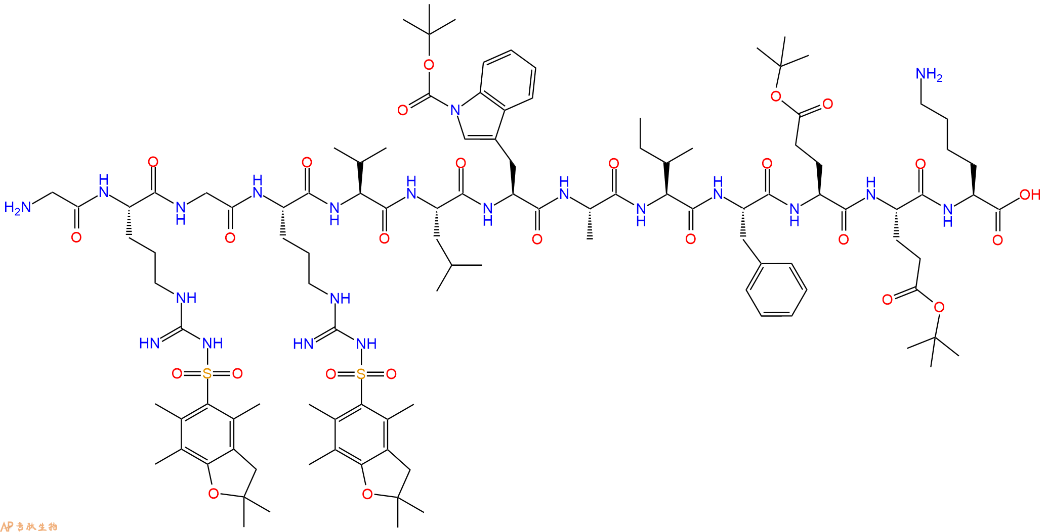 专肽生物产品H2N-Gly-Arg(Pbf)-Gly-Arg(Pbf)-Val-Leu-Trp(Boc)-Ala-Ile-Phe-Glu(OtBu)-Glu(OtBu)-Lys-OH