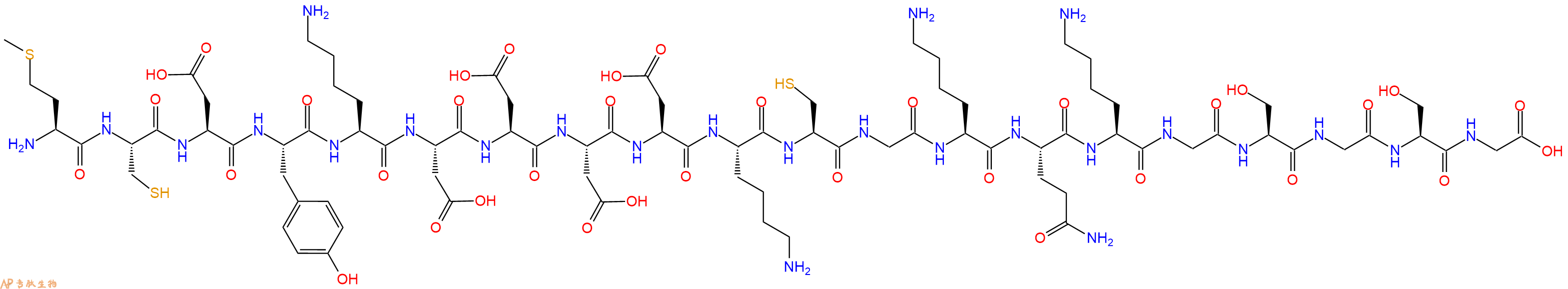 专肽生物产品H2N-Met-Cys-Asp-Tyr-Lys-Asp-Asp-Asp-Asp-Lys-Cys-Gly-Lys-Gln-Lys-Gly-Ser-Gly-Ser-Gly-OH