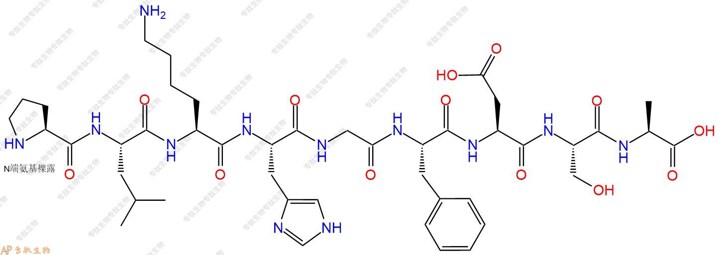专肽生物产品H2N-Pro-Leu-Lys-His-Gly-Phe-Asp-Ser-Ala-OH