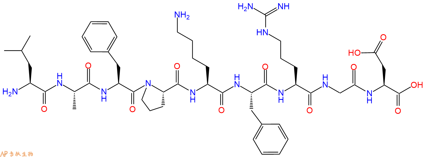 专肽生物产品H2N-Leu-Ala-Phe-Pro-Lys-Phe-Arg-Gly-Asp-OH