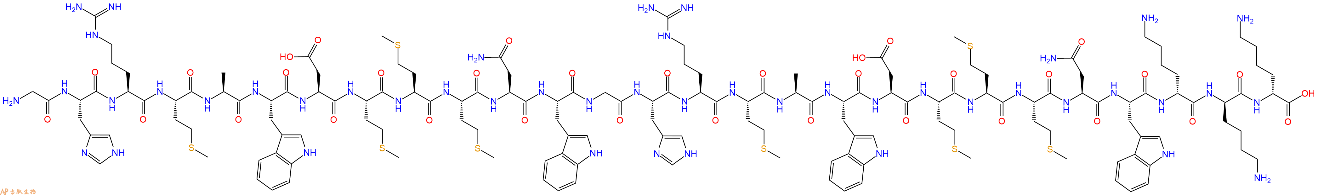 专肽生物产品H2N-Gly-His-Arg-Met-Ala-Trp-Asp-Met-Met-Met-Asn-Trp-Gly-His-Arg-Met-Ala-Trp-Asp-Met-Met-Met-Asn-Trp-DLys-DLys-DLys-OH