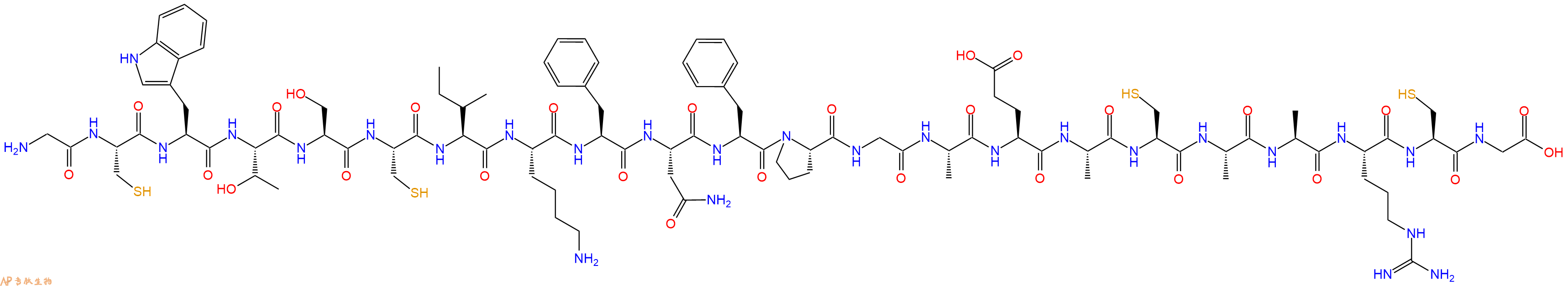 专肽生物产品H2N-Gly-Cys-Trp-Thr-Ser-Cys-Ile-Lys-Phe-Asn-Phe-Pro-Gly-Ala-Glu-Ala-Cys-Ala-Ala-Arg-Cys-Gly-OH