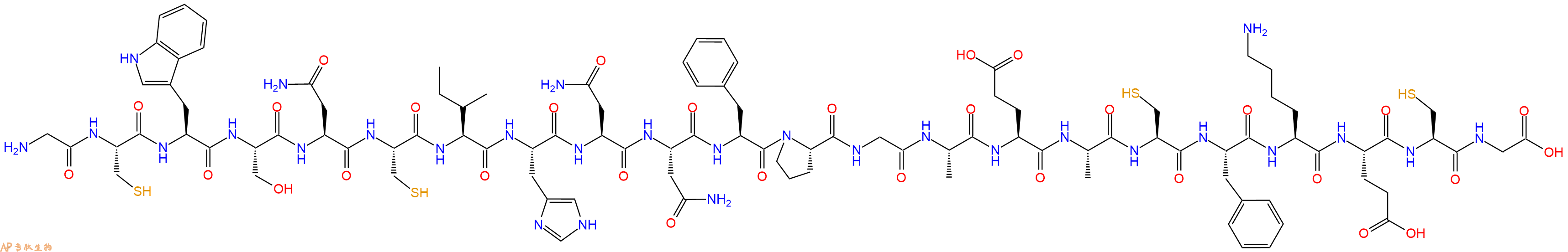 专肽生物产品H2N-Gly-Cys-Trp-Ser-Asn-Cys-Ile-His-Asn-Asn-Phe-Pro-Gly-Ala-Glu-Ala-Cys-Phe-Lys-Glu-Cys-Gly-OH
