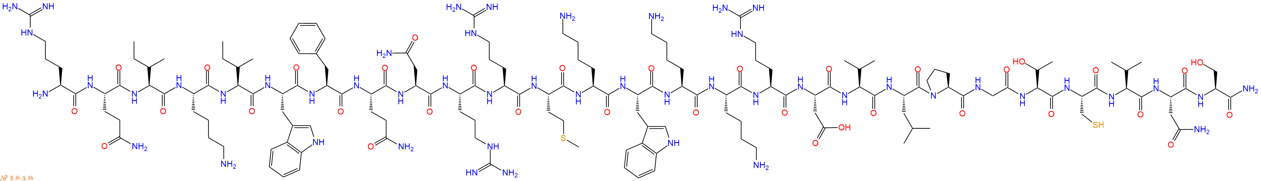专肽生物产品H2N-Arg-Gln-Ile-Lys-Ile-Trp-Phe-Gln-Asn-Arg-Arg-Met-Lys-Trp-Lys-Lys-Arg-Asp-Val-Leu-Pro-Gly-Thr-Cys-Val-Asn-Ser-NH2