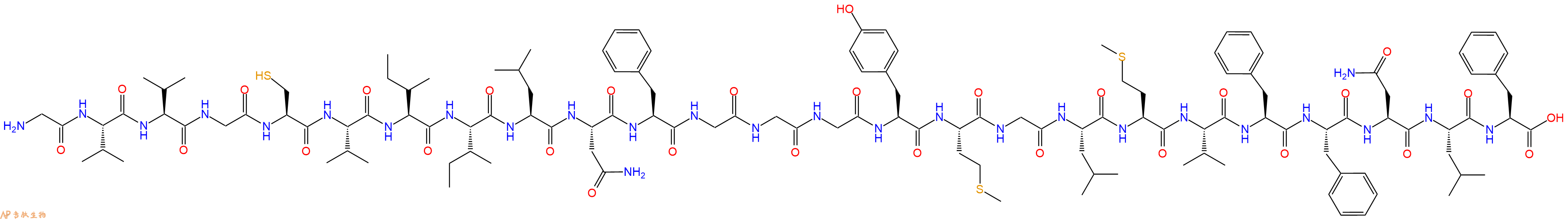 专肽生物产品H2N-Gly-Val-Val-Gly-Cys-Val-Ile-Ile-Leu-Asn-Phe-Gly-Gly-Gly-Tyr-Met-Gly-Leu-Met-Val-Phe-Phe-Asn-Leu-Phe-OH