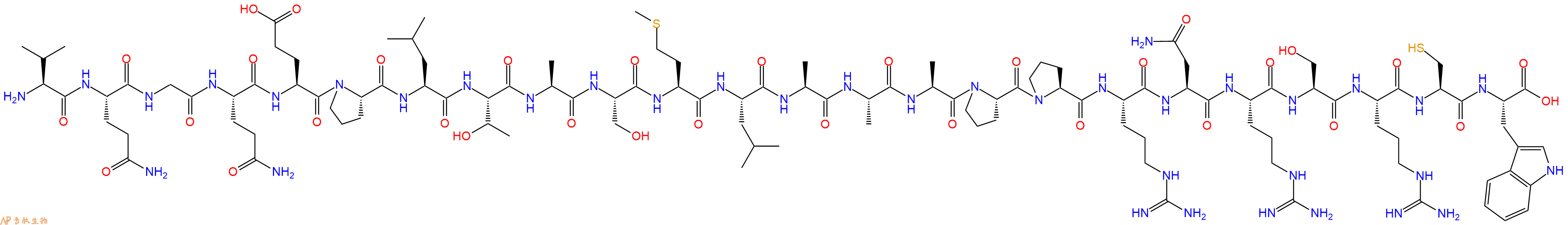 专肽生物产品H2N-Val-Gln-Gly-Gln-Glu-Pro-Leu-Thr-Ala-Ser-Met-Leu-Ala-Ala-Ala-Pro-Pro-Arg-Asn-Arg-Ser-Arg-Cys-Trp-OH
