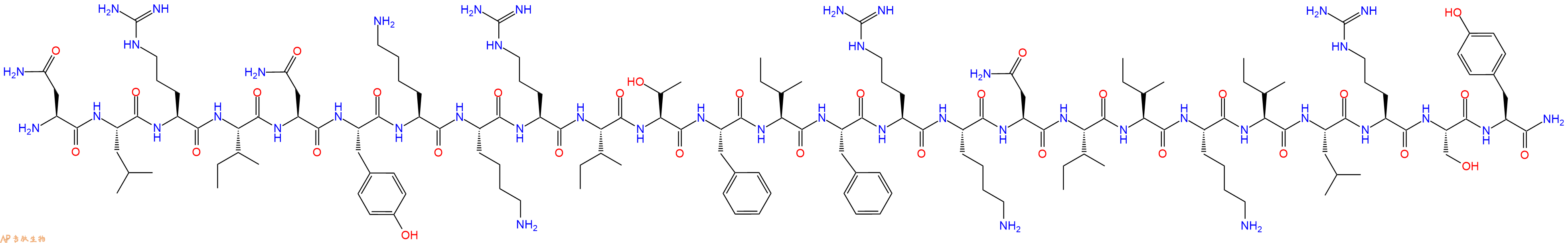 专肽生物产品H2N-Asn-Leu-Arg-Ile-Asn-Tyr-Lys-Lys-Arg-Ile-Thr-Phe-Ile-Phe-Arg-Lys-Asn-Ile-Ile-Lys-Ile-Leu-Arg-Ser-Tyr-NH2