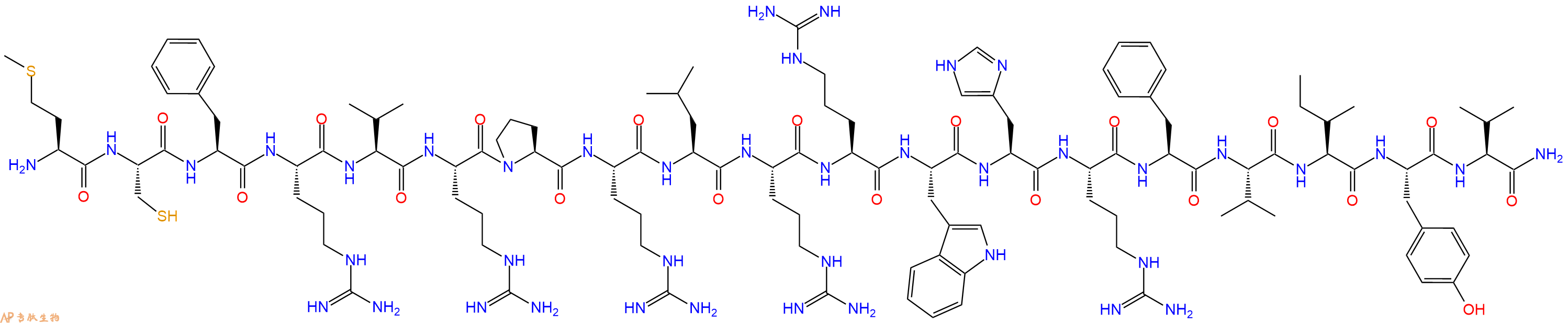 专肽生物产品H2N-Met-Cys-Phe-Arg-Val-Arg-Pro-Arg-Leu-Arg-Arg-Trp-His-Arg-Phe-Val-Ile-Tyr-Val-NH2
