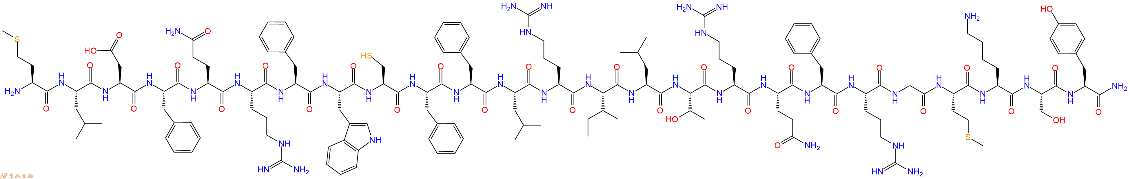 专肽生物产品H2N-Met-Leu-Asp-Phe-Gln-Arg-Phe-Trp-Cys-Phe-Phe-Leu-Arg-Ile-Leu-Thr-Arg-Gln-Phe-Arg-Gly-Met-Lys-Ser-Tyr-NH2