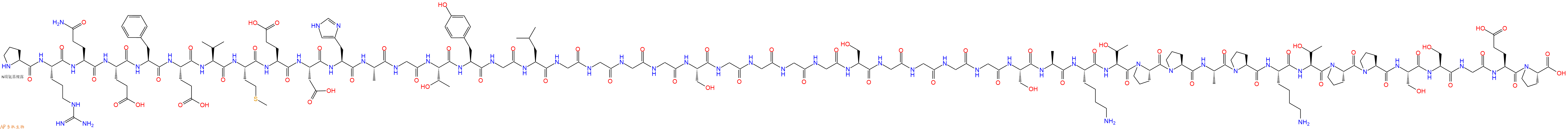 专肽生物产品H2N-Pro-Arg-Gln-Glu-Phe-Glu-Val-Met-Glu-Asp-His-Ala-Gly-Thr-Tyr-Gly-Leu-Gly-Gly-Gly-Gly-Ser-Gly-Gly-Gly-Gly-Ser-Gly-Gly-Gly-Gly-Ser-Ala-Lys-Thr-Pro-Pro-Ala-Pro-Lys-Thr-Pro-Pro-Ser-Ser-Gly-Glu-Pro-OH