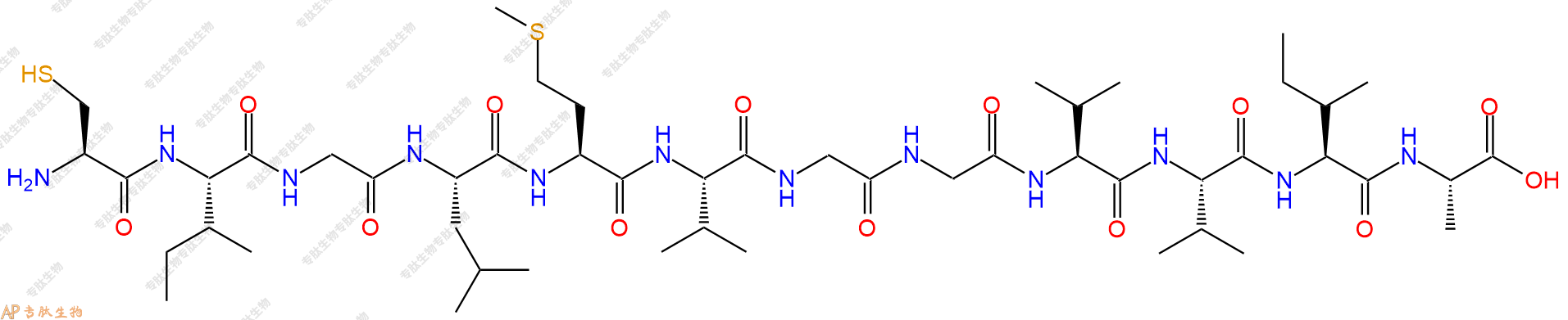 专肽生物产品H2N-Cys-Ile-Gly-Leu-Met-Val-Gly-Gly-Val-Val-Ile-Ala-OH