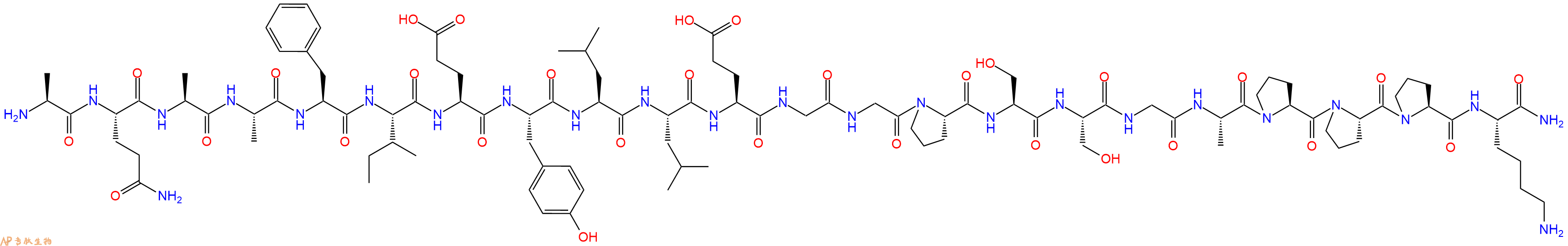 专肽生物产品H2N-Ala-Gln-Ala-Ala-Phe-Ile-Glu-Tyr-Leu-Leu-Glu-Gly-Gly-Pro-Ser-Ser-Gly-Ala-Pro-Pro-Pro-Lys-NH2