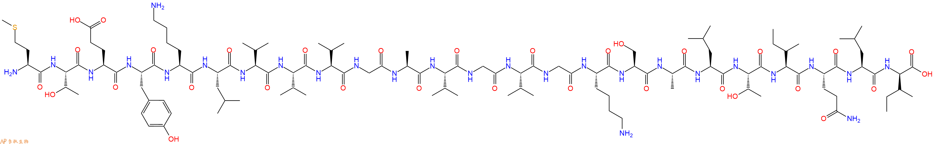 专肽生物产品H2N-Met-Thr-Glu-Tyr-Lys-Leu-Val-Val-Val-Gly-Ala-Val-Gly-Val-Gly-Lys-Ser-Ala-Leu-Thr-Ile-Gln-Leu-DIle-OH