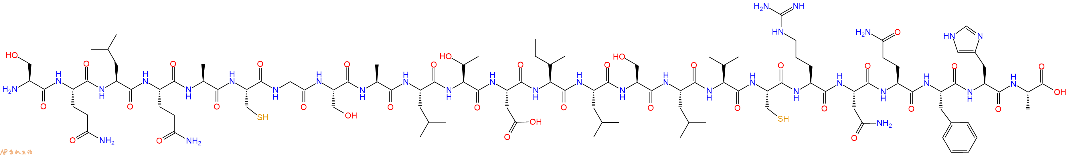 专肽生物产品H2N-Ser-Gln-Leu-Gln-Ala-Cys-Gly-Ser-Ala-Leu-Thr-Asp-Ile-Leu-Ser-Leu-Val-Cys-Arg-Asn-Gln-Phe-His-Ala-OH