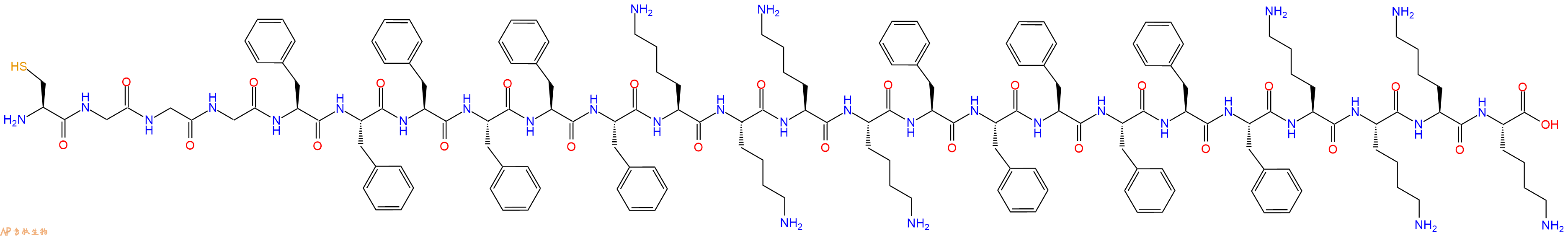 专肽生物产品H2N-Cys-Gly-Gly-Gly-Phe-Phe-Phe-Phe-Phe-Phe-Lys-Lys-Lys-Lys-Phe-Phe-Phe-Phe-Phe-Phe-Lys-Lys-Lys-Lys-OH