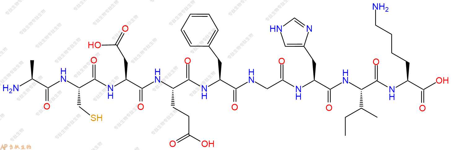 专肽生物产品H2N-Ala-Cys-Asp-Glu-Phe-Gly-His-Ile-Lys-OH