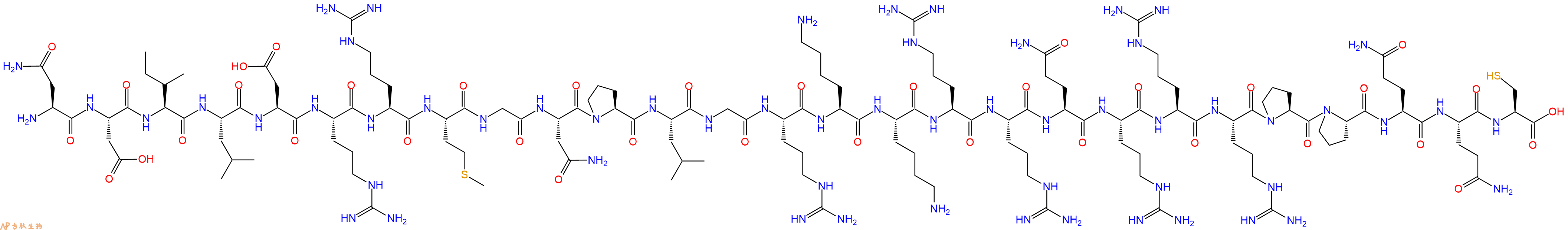 专肽生物产品H2N-Asn-Asp-Ile-Leu-Asp-Arg-Arg-Met-Gly-Asn-Pro-Leu-Gly-Arg-Lys-Lys-Arg-Arg-Gln-Arg-Arg-Arg-Pro-Pro-Gln-Gln-Cys-OH