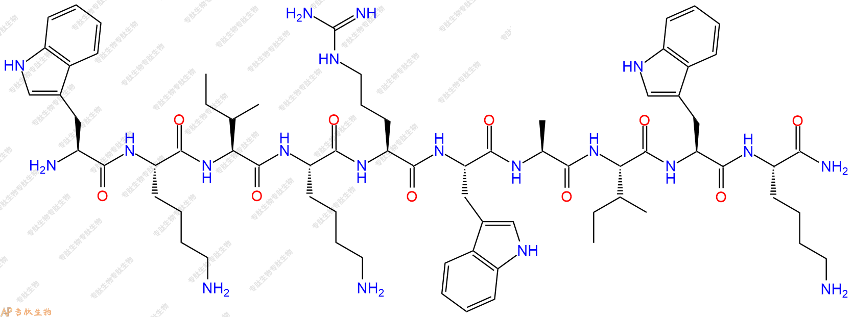专肽生物产品H2N-Trp-Lys-Ile-Lys-Arg-Trp-Ala-Ile-Trp-Lys-NH2