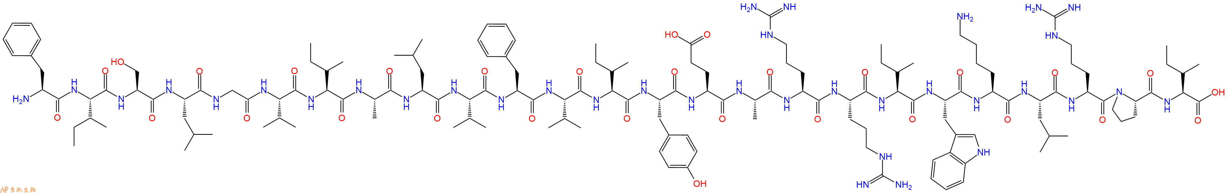 专肽生物产品H2N-Phe-Ile-Ser-Leu-Gly-Val-Ile-Ala-Leu-Val-Phe-Val-Ile-Tyr-Glu-Ala-Arg-Arg-Ile-Trp-Lys-Leu-Arg-Pro-Ile-OH