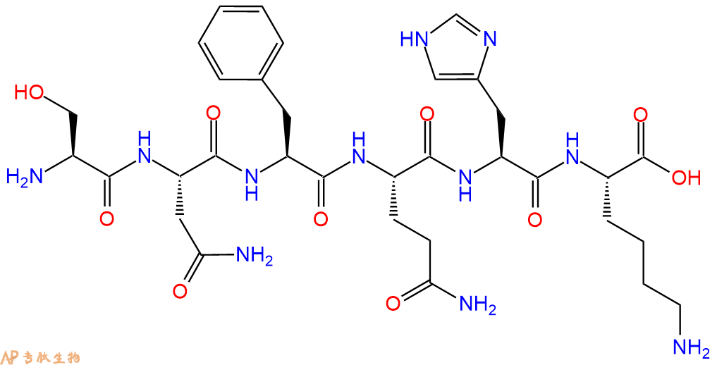 专肽生物产品H2N-Ser-Asn-Phe-Gln-His-Lys-OH