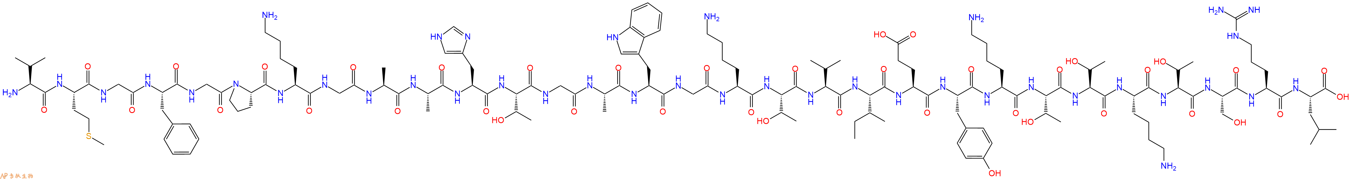 专肽生物产品H2N-Val-Met-Gly-Phe-Gly-Pro-Lys-Gly-Ala-Ala-His-Thr-Gly-Ala-Trp-Gly-Lys-Thr-Val-Ile-Glu-Tyr-Lys-Thr-Thr-Lys-Thr-Ser-Arg-Leu-OH