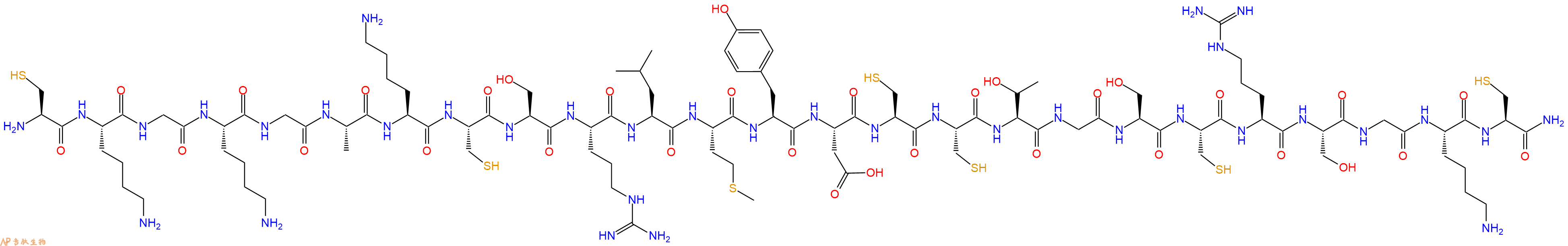 专肽生物产品H2N-Cys-Lys-Gly-Lys-Gly-Ala-Lys-Cys-Ser-Arg-Leu-Met-Tyr-Asp-Cys-Cys-Thr-Gly-Ser-Cys-Arg-Ser-Gly-Lys-Cys-NH2