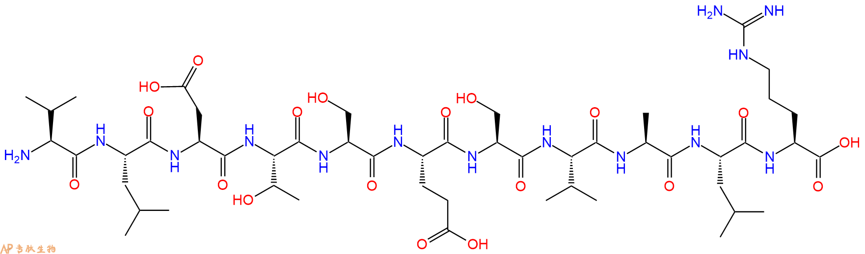 专肽生物产品H2N-Val-Leu-Asp-Thr-Ser-Glu-Ser-Val-Ala-Leu-Arg-OH
