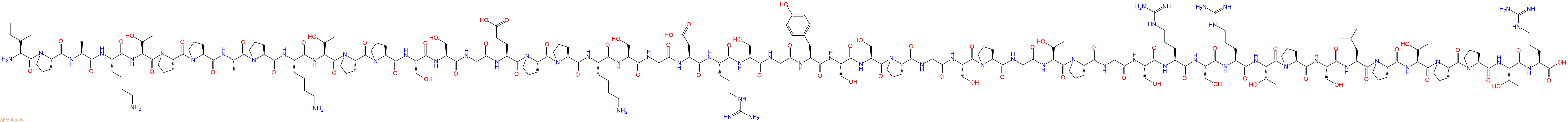 专肽生物产品H2N-Ile-Pro-Ala-Lys-Thr-Pro-Pro-Ala-Pro-Lys-Thr-Pro-Pro-Ser-Ser-Gly-Glu-Pro-Pro-Lys-Ser-Gly-Asp-Arg-Ser-Gly-Tyr-Ser-Ser-Pro-Gly-Ser-Pro-Gly-Thr-Pro-Gly-Ser-Arg-Ser-Arg-Thr-Pro-Ser-Leu-Pro-Thr-Pro-Pro-Thr-Arg-OH