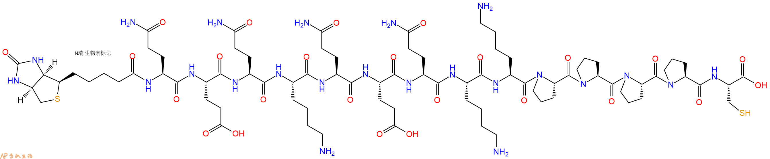 专肽生物产品Biotinyl-Gln-Glu-Gln-Lys-Gln-Glu-Gln-Lys-Lys-Pro-Pro-Pro-Pro-Cys-OH