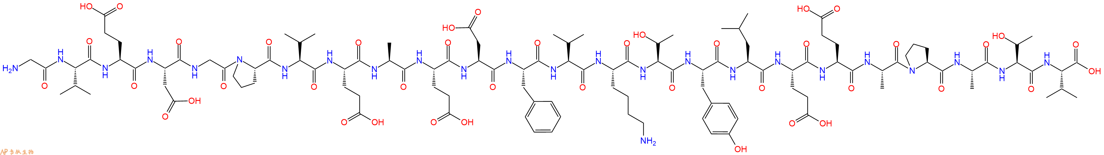 专肽生物产品H2N-Gly-Val-Glu-Asp-Gly-Pro-Val-Glu-Ala-Glu-Asp-Phe-Val-Lys-Thr-Tyr-Leu-Glu-Glu-Ala-Pro-Ala-Thr-Val-OH
