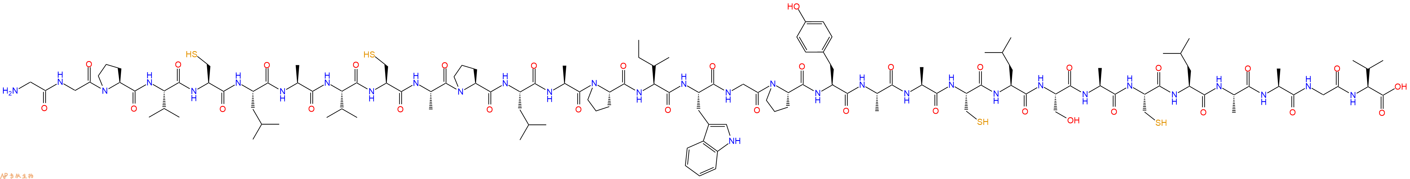 专肽生物产品H2N-Gly-Gly-Pro-Val-Cys-Leu-Ala-Val-Cys-Ala-Pro-Leu-Ala-Pro-Ile-Trp-Gly-Pro-Tyr-Ala-Ala-Cys-Leu-Ser-Ala-Cys-Leu-Ala-Ala-Gly-Val-OH