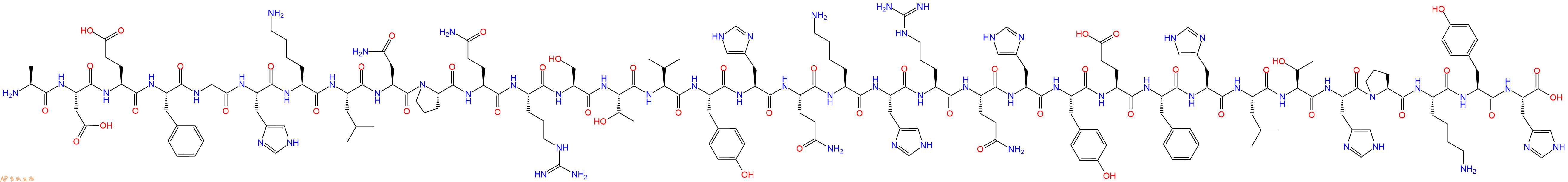 专肽生物产品H2N-Ala-Asp-Glu-Phe-Gly-His-Lys-Leu-Asn-Pro-Gln-Arg-Ser-Thr-Val-Tyr-His-Gln-Lys-His-Arg-Gln-His-Tyr-Glu-Phe-His-Leu-Thr-His-Pro-Lys-Tyr-His-OH