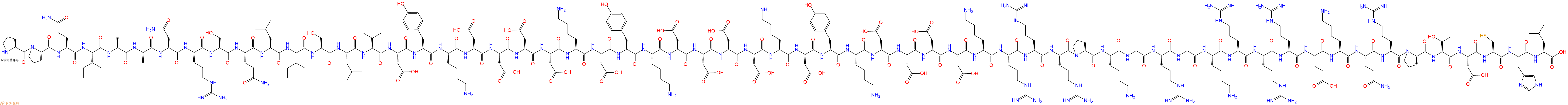 专肽生物产品H2N-Pro-Pro-Gln-Ile-Ala-Ala-Asn-Arg-Ser-Gln-Leu-Ile-Ser-Leu-Val-Asp-Tyr-Lys-Asp-Asp-Asp-Asp-Lys-Asp-Tyr-Lys-Asp-Asp-Asp-Asp-Lys-Asp-Tyr-Lys-Asp-Asp-Asp-Asp-Lys-Arg-Arg-Arg-Pro-Lys-Gly-Arg-Gly-Lys-Arg-Arg-Arg-Glu-Lys-Gln-Arg-Pro-Thr-Asp-Cys-His-Leu-OH